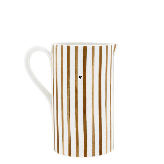 detail Bastion Collections Džbán JUG White with Brown Stripes, 20cm