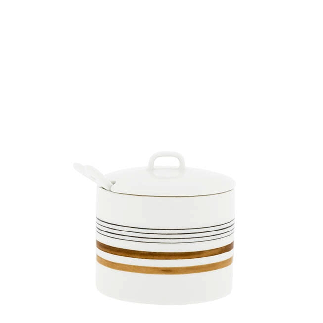 detail Bastion Collections Cukřenka Sugar Bowl White/Brown and Black Stripes