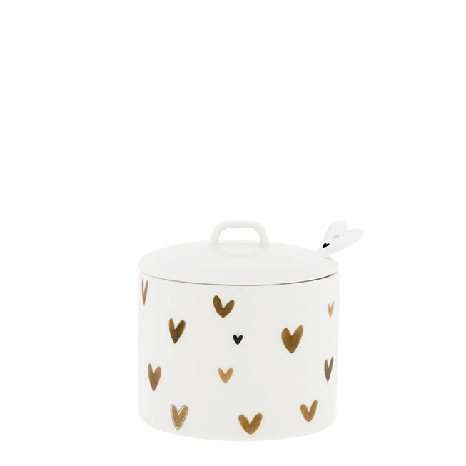 detail Bastion Collections Cukřenka Sugar Bowl White/Brown Hearts