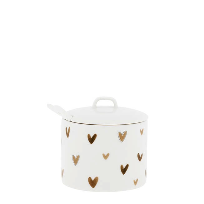 detail Bastion Collections Cukřenka Sugar Bowl White/Brown Hearts