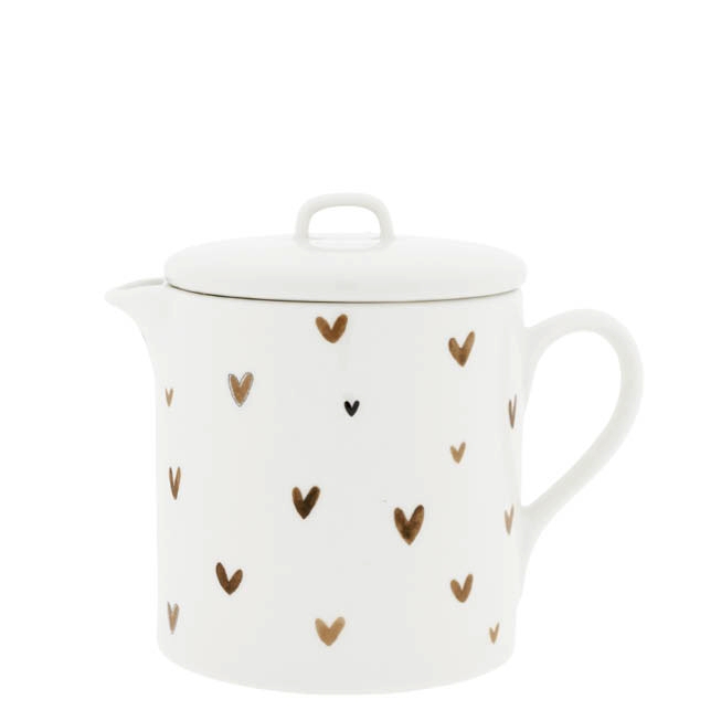 detail Bastion Collections TEAPOT Konvička White/Brown Little Hearts