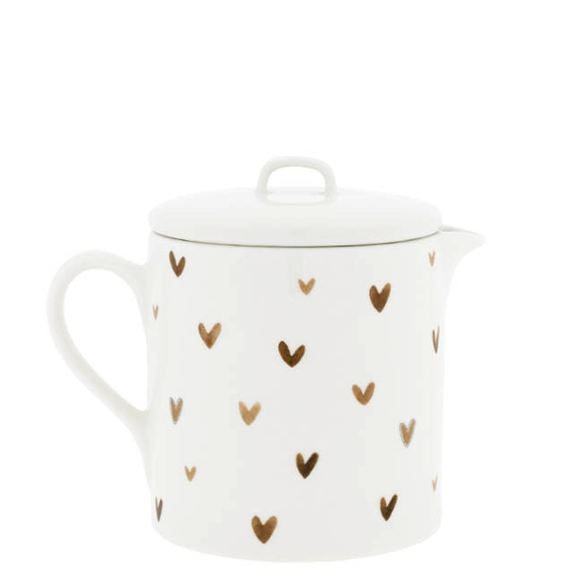 detail Bastion Collections TEAPOT Konvička White/Brown Little Hearts