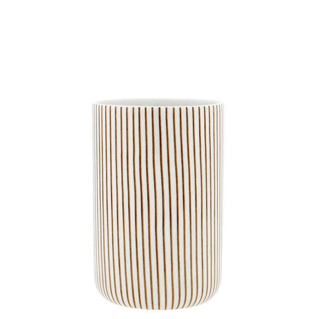 detail Bastion Collections Untensil Jar White/Brown Stripes, 11x16,5cm