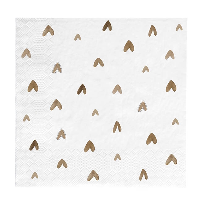 detail Bastion Collections Papírové ubrousky L - Hearts Brown, 20ks