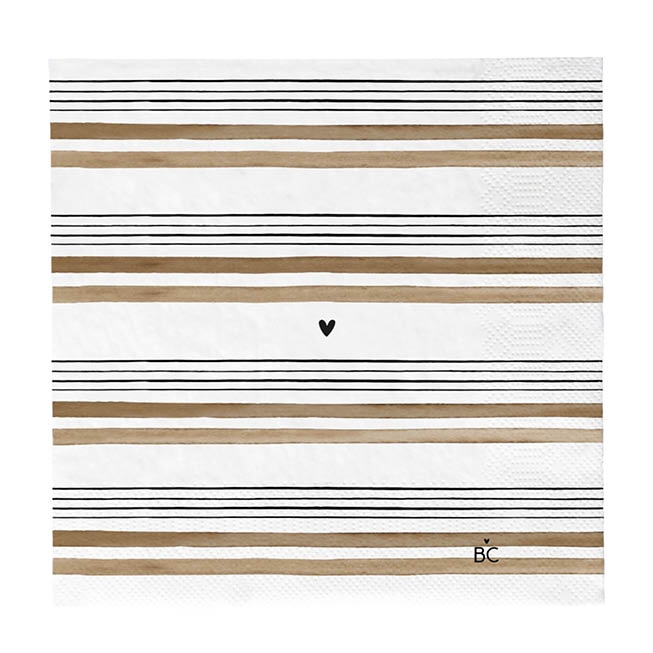 detail Bastion Collections Papírové ubrousky L - Stripes Brown, 20ks