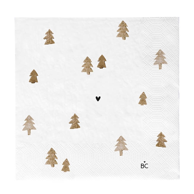 detail Bastion Collections Papírové ubrousky L - Xmas Trees Brown, 20ks