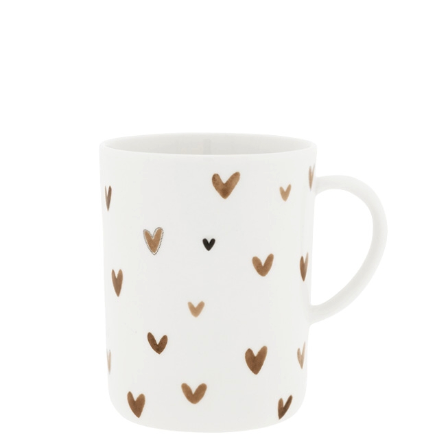 detail Bastion Collections Hrnek vysoký White with Brown Hearts, 440ml