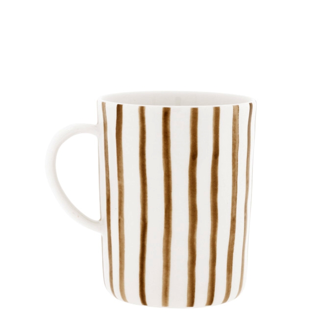 detail Bastion Collections Hrnek vysoký White with Brown Stripes, 440ml