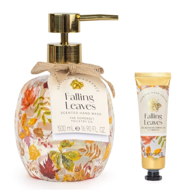 detail Somerset Toiletry Falling Leaves, tekuté mýdlo 500ml, krém na ruce 30ml