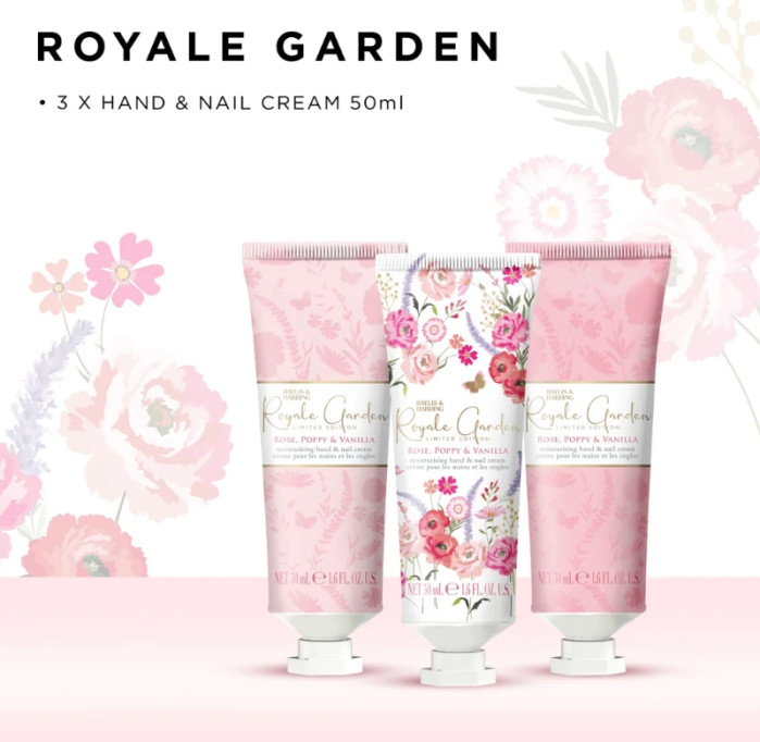 detail Baylis&Harding Royal Garden, dárkový set krémů na ruce, 3dílný
