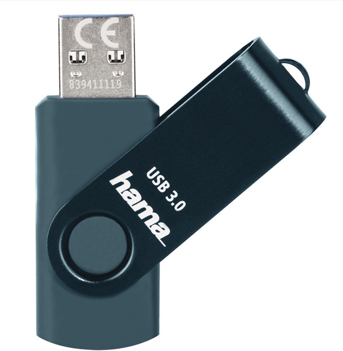 detail Hama USB 3.0 Flash Drive Rotate, 32 GB, 70 MB/s, petrolejová modrá