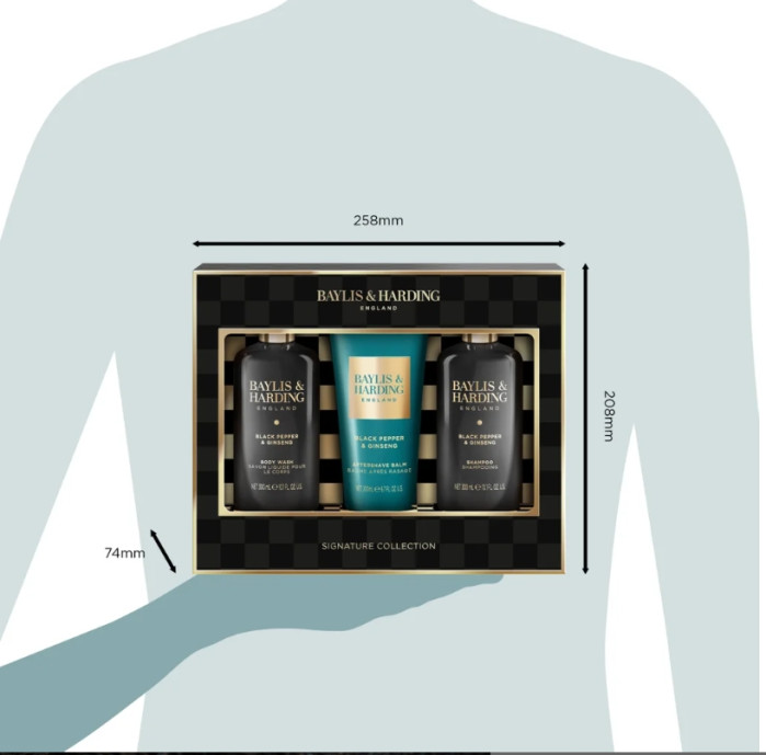 detail Baylis&Harding Černý pepř & ženšen, dárková sada péče o tělo, 3dílná