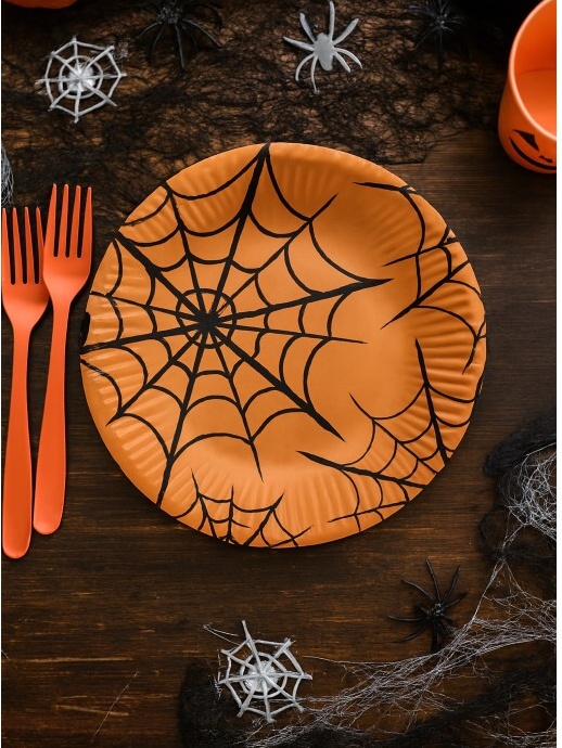 detail Párty talířky Halloween pavučina 23 cm - 8 ks