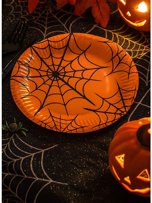 detail Párty talířky Halloween pavučina 23 cm - 8 ks