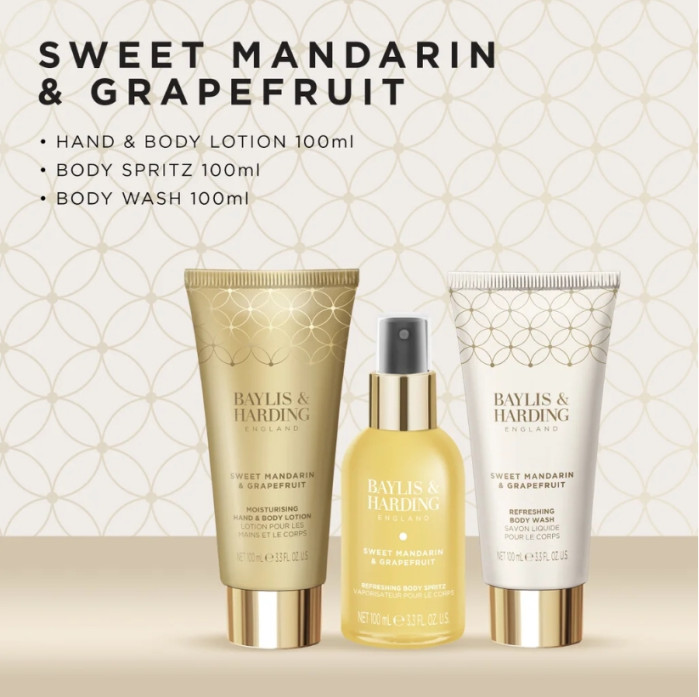 detail Baylis&Harding Mandarin & Grapefruit Set v lesklé kabelce, 4dílný
