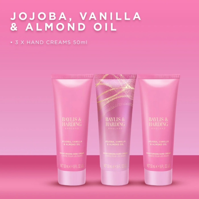 detail Baylis&Harding Jojoba, Vanilla, Almond Sada krémů na ruce, 3dílná