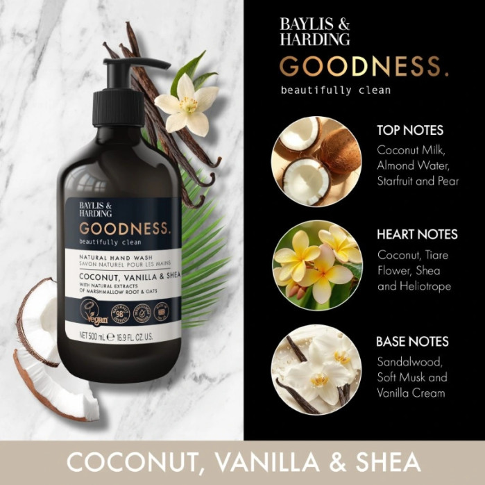 detail Baylis&Harding Tekuté mýdlo - Goodnes Coconut, Vanilla & Shea, 500ml