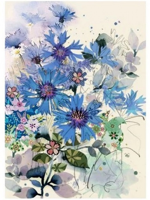 detail Luxusní přání B040 BUG ART - CORNFLOWERS