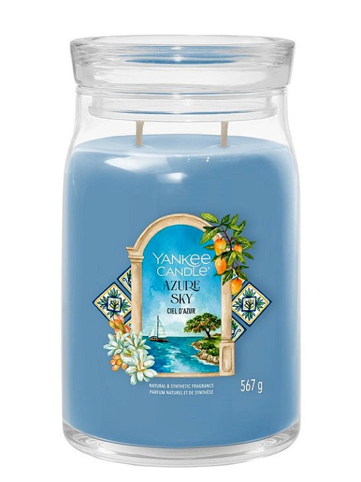 detail Yankee Candle Azure Sky, signature velká svíčka 567g