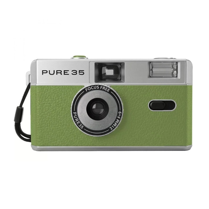 detail Kodak Pure35 Leather Film Camera Green, analogový fotoaparát, free focus