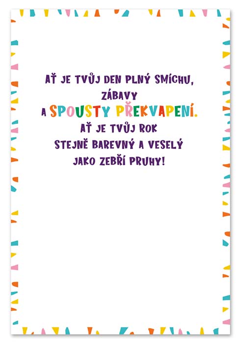 detail Ditipo Hrací přání VESELÉ NAROZENINY Zebra / Míša Růžičková