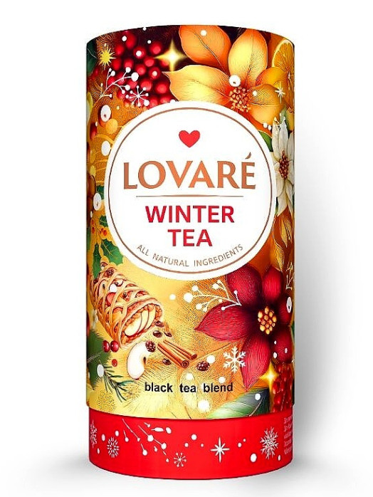 detail LOVARÉ Tubus 80 g WINTER TEA, sypaný černý čaj s příchutí