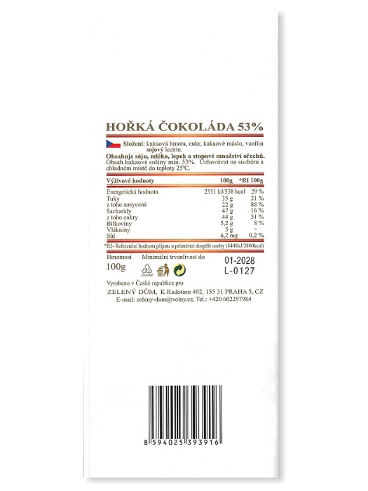 detail Vánoční belgická čokoláda hořká 100g - Veselé Vánoce, s kočičkou