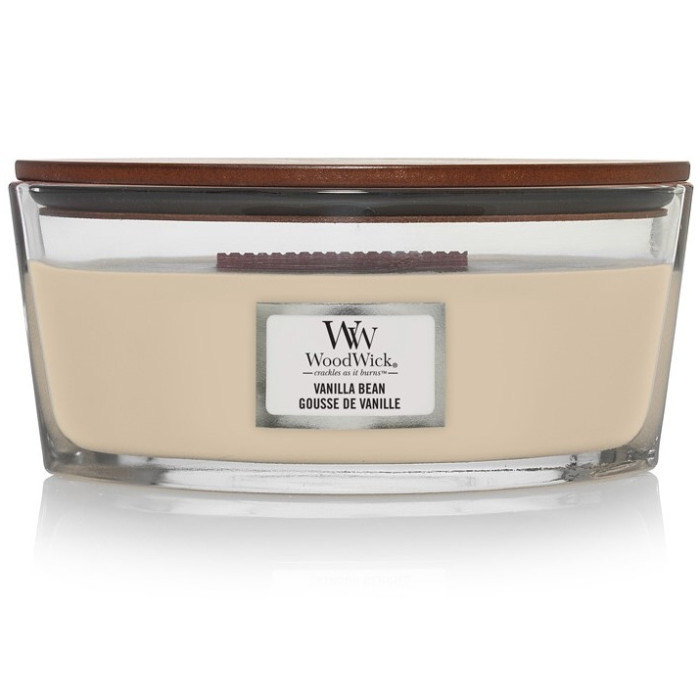 detail Vonná svíčka WoodWick VANILLA BEAN široký knot 453,6g