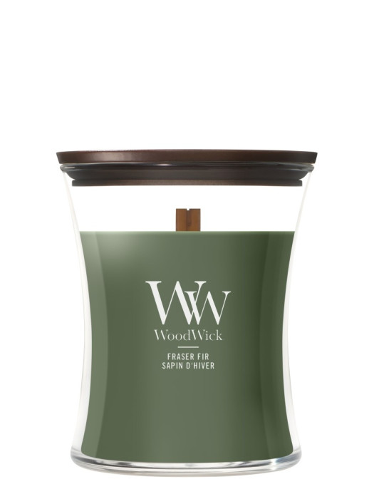 detail Vonná svíčka WoodWick Fraser Fir, střední 275g