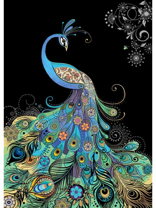 detail Luxusní přání M183 BUG ART - ELEGANT PEACOCK