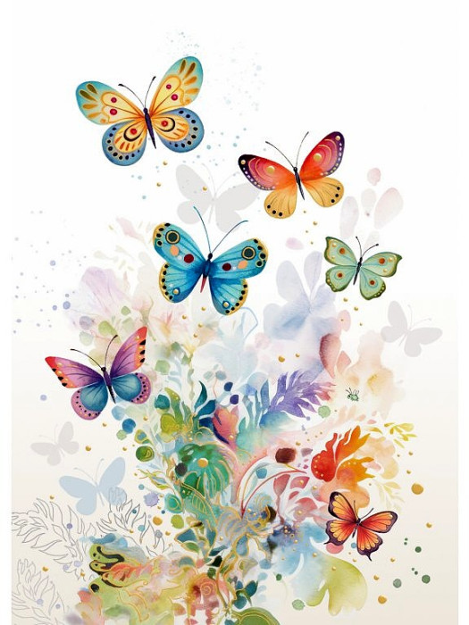 detail Luxusní přání P009 BUG ART - COLOURFUL BUTTERLIES