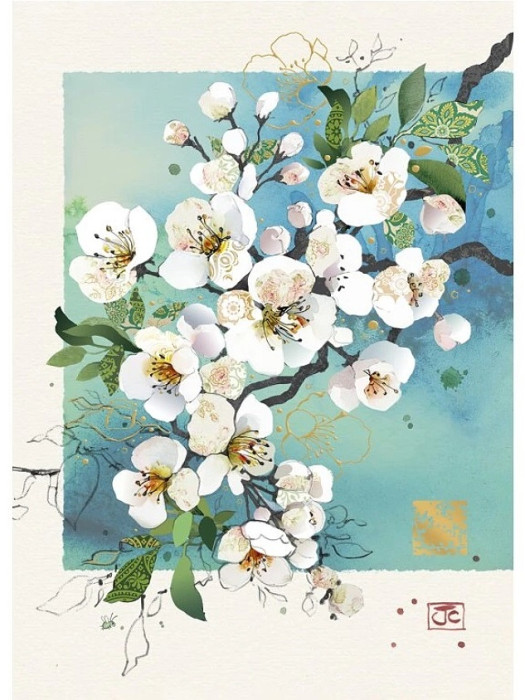 detail Luxusní přání B058 BUG ART - WHITE BLOSSOM