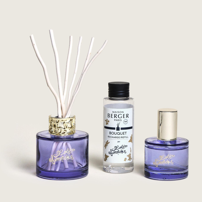 detail Maison Berger LOLITA LEMPICKA mini duo purple, difuzér + sprej