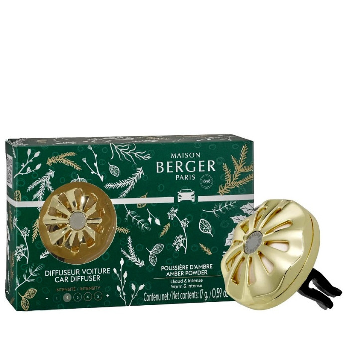 detail Maison Berger Card difuzér AMBER POWDER, vůně a clip do auta