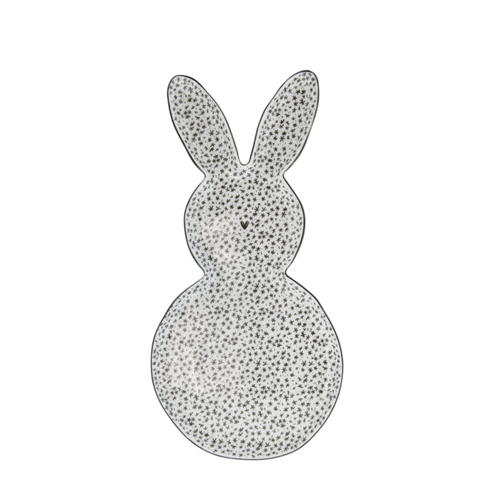detail Bastion Collections TRAY BUNNY HAPPY FLOWER in black, 30,5x15cm