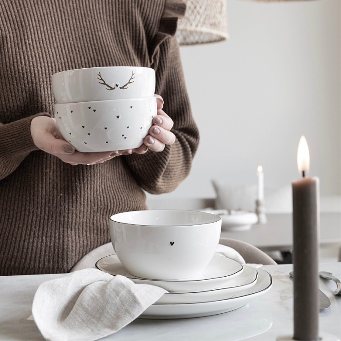 detail Bastion Collections Miska Bowl M White edge black, 600ml