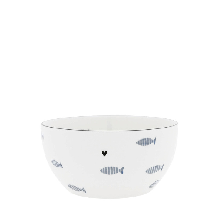 detail Bastion Collections Miska Bowl Watercolour Blue Fish in IB, 14,5x7cm