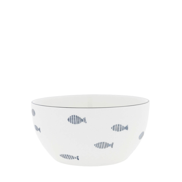 detail Bastion Collections Miska Bowl Watercolour Blue Fish in IB, 14,5x7cm