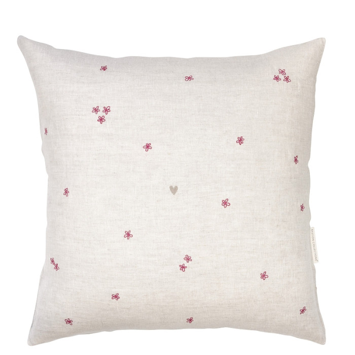 detail Bastion Collections Povlak na polštář 60x60cm NATUREL FlowersRose 100% linen