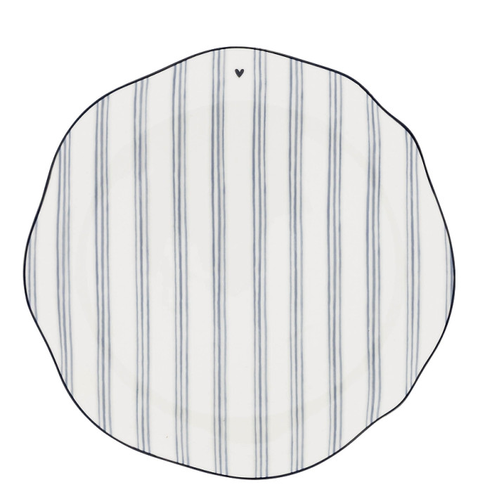 detail Bastion Collections Talířek BREAKFAST White/Blue Small Stripes, 23cm