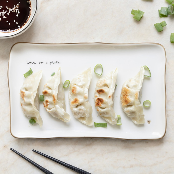 detail Bastion Collections Sushi Plate Love on a plate, brown edge, 22x14cm