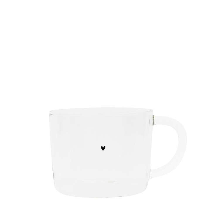 detail Bastion Collections Tumbler Tea M, heart in black, skleněný hrneček