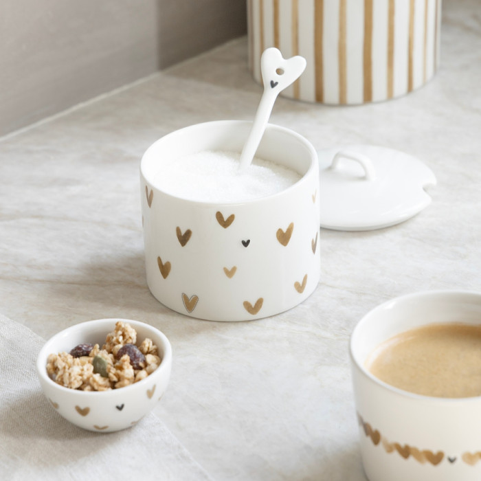 detail Bastion Collections Cukřenka Sugar Bowl White/Brown Hearts