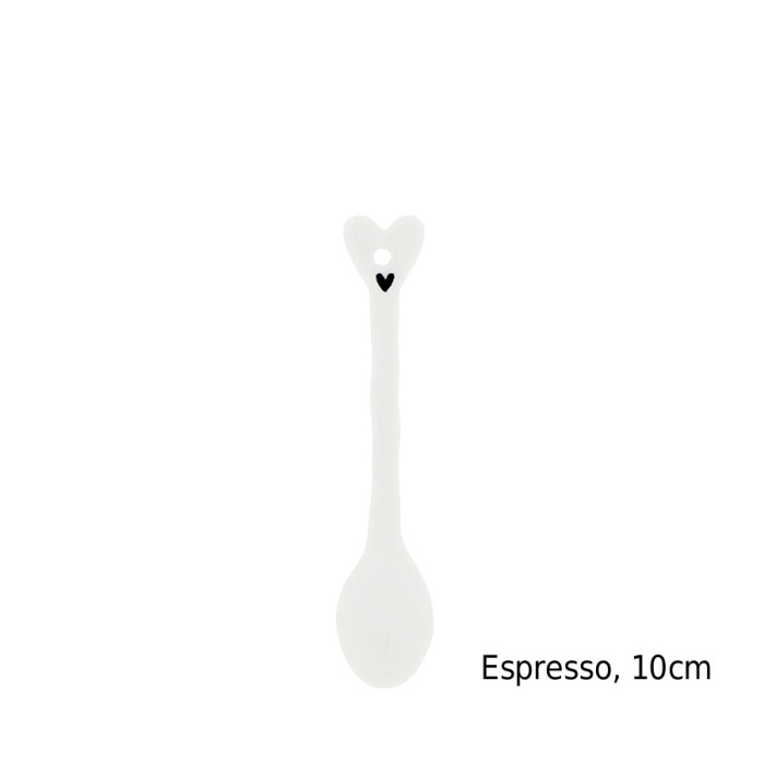 detail Bastion Collections Keramická lžička ESPRESSO, bílá, plochá, 10cm
