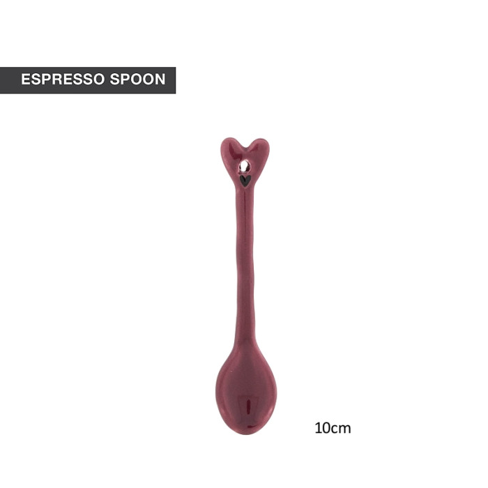 detail Bastion Collections Keramická lžička ESPRESSO, rose heart, plochá, 10cm