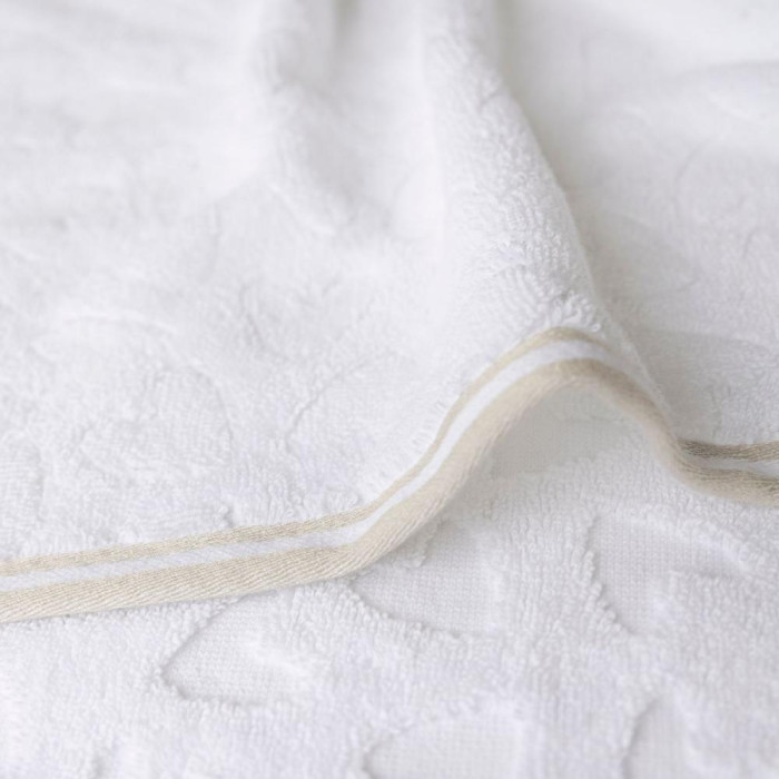 detail Bastion Collections Gues TOWEL S, white/edge natural, 30x55cm