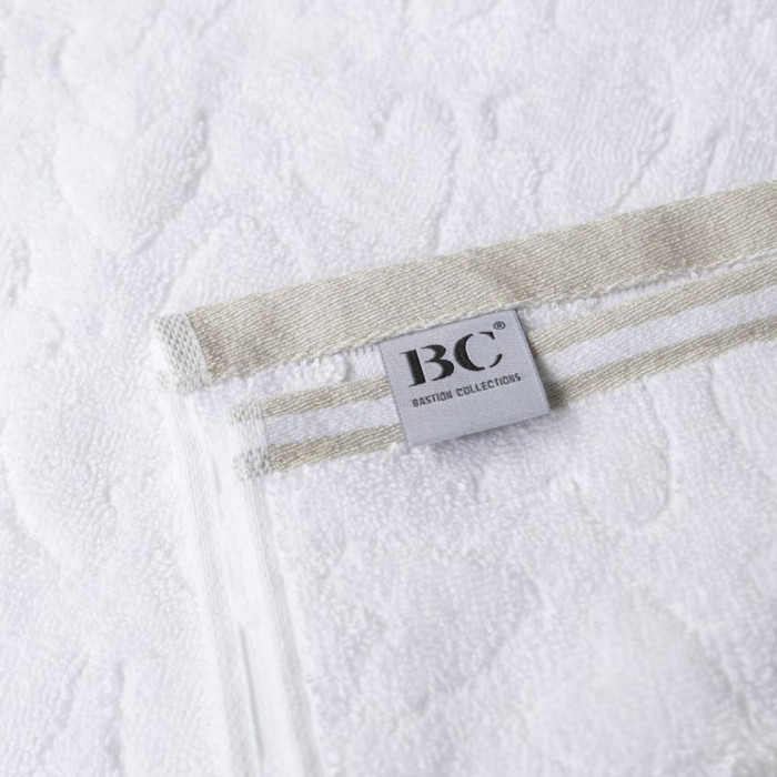 detail Bastion Collections Gues TOWEL S, white/edge natural, 30x55cm