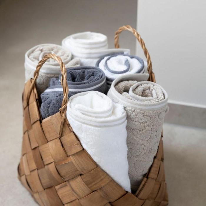 detail Bastion Collections Ručník TOWEL M, white in grey, 50x100cm