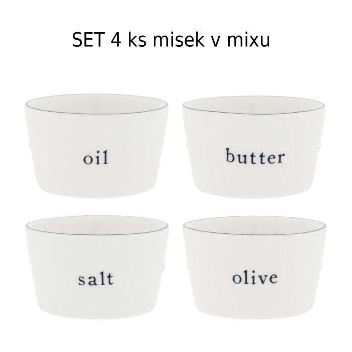 detail Bastion Collections Set 4x miska Salt/Butter/Oil/Olive Ass, průměr 6cm