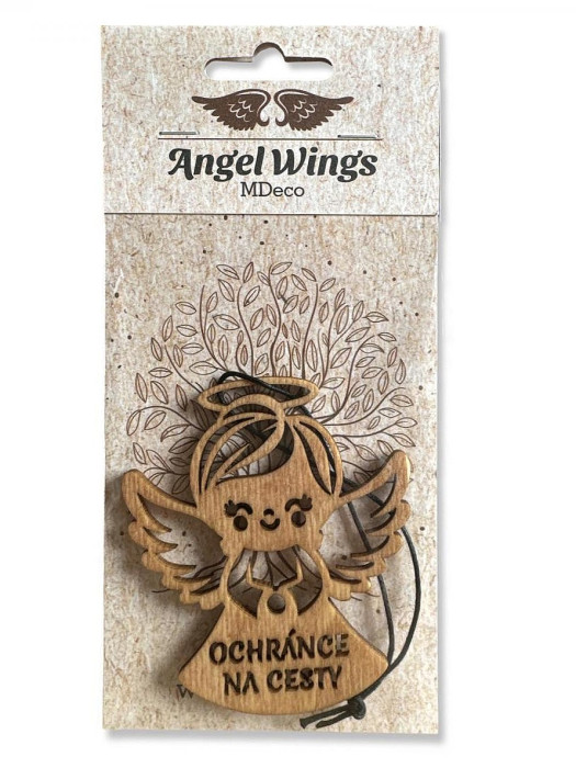 detail Dřevěná vůně do auta Angel Wings - OCHRÁNCE NA CESTY, anděl